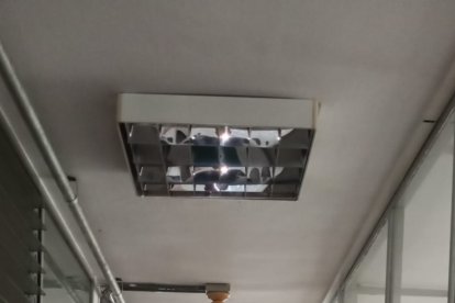 Ana Martínez Labella  recorriendo los pasillos de la zona de oficinas