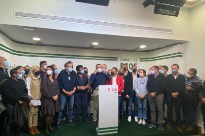 Comparecencia en la sede del PSOE de Almería.