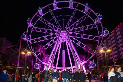 El equipo de gobierno del Ayuntamiento de Almería, frente a la noria.