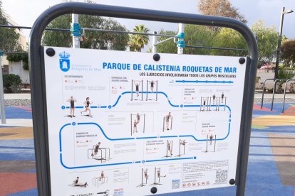 Cartelería del parque de Calistenia de Roquetas de Mar.