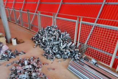 El material para los empleados de las obras.