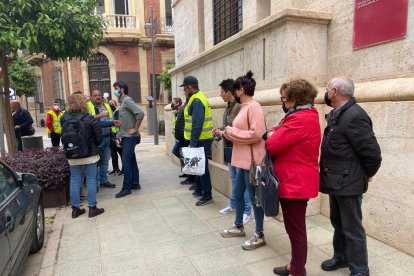 Transportistas concentrados esta mañana.