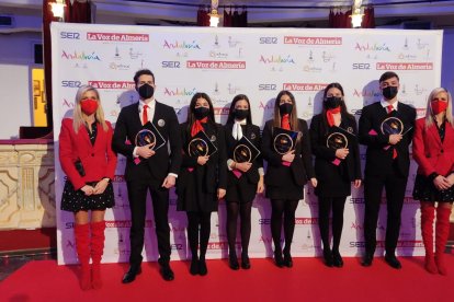 Equipo de Congresur Eventos, en el Teatro Cervantes de Almería.