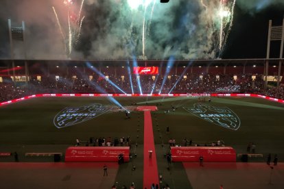 Fuegos artificiales para celebrar el ascenso a Primera.