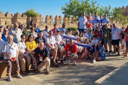 Luciendo los colores del Real Zaragoza.