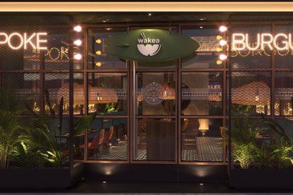 Logo de Wakea en su restaurante madrileño.