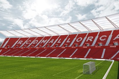 Así quedará Son Moix sin las pistas y la nueva cubierta.