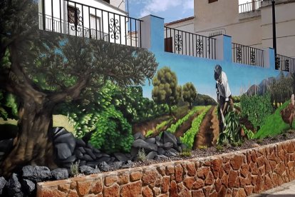 Representación de un paraje en un muro de Alcolea.