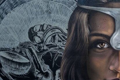 Detalle sobre el mural de El Argar, en Antas.