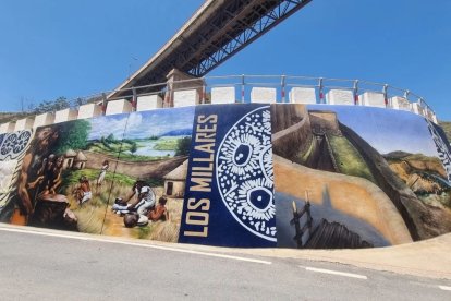 Gran mural sobre Los Millares que se puede ver en Santa Fe de Mondújar.