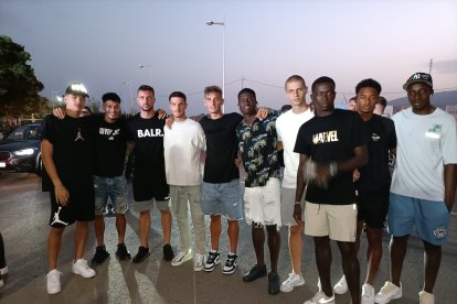 Algunos jugadores de la UD Almería B.