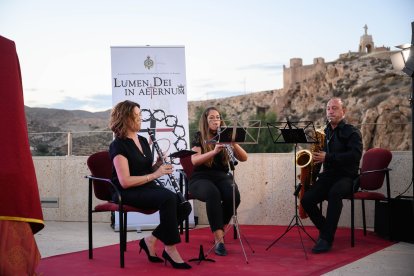 El trío de capilla de la banda de música Santa Cecilia de Sorbas puso la nota musical de la presentación.