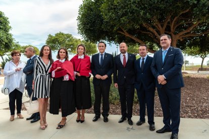 José Carlos Gómez Villamandos junto a Aránzazu Martín, Ramón Herrera, Pedro Martínez y Francisco Alonso, Fátima Pérez y Alba Paños.