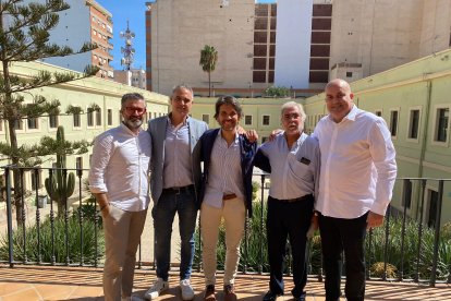 Pablo Conejero, Antonio Relaño, Mario Callejón, Quico Villar y Ramón Sánchez Delgado, a la salida de la capilla.