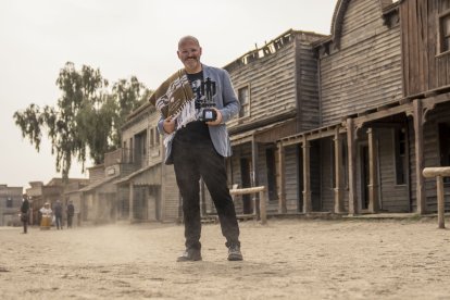 Víctor Matellano, con su premio Spirit of the West en el poblado Fort Bravo-Texas Hollywood.