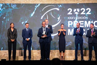 La reina, durante la entrega de galardones.