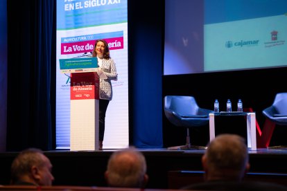 Carmen Crespo, consejera de Agricultura, Agua y Desarrollo Rural de la Junta de Andalucía, intervino en la clausura de la XVI Jornada Agricultura Almeriense en el Siglo XXI.