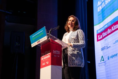 Carmen Crespo, consejera de Agricultura, Agua y Desarrollo Rural de la Junta de Andalucía, intervino en la clausura de la XVI Jornada Agricultura Almeriense en el Siglo XXI.