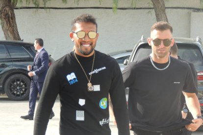 Dyego Sousa y Leo Baptistao contentos antes del almuerzo.