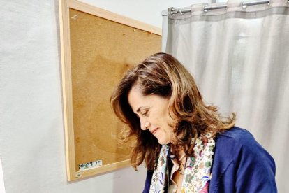 Aguilar, en el área de votaciones.