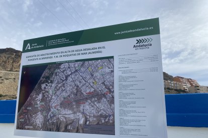 Cartel explicativo de las obras.