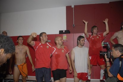 Celebrando el ascenso a Primera División con el Almería en 2007-