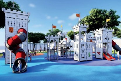 Imagen renderizada del castillo medieval que presidirá el nuevo parque de Huércal de Almería.