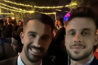 Excompañeros en el Almería Fernando Pacheco y Diego Fuoli.