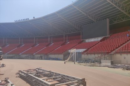 El videomarcador que fue renovado tras la inversión de Turki.