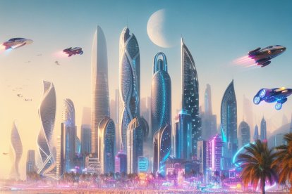 Imagen futurista de Roquetas de Mar.