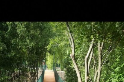Puente colgante a la altura del camping.
