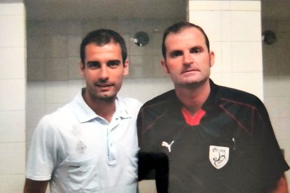Junto a Pep Guardiola en su primera temporada como entrenador del Barça B.
