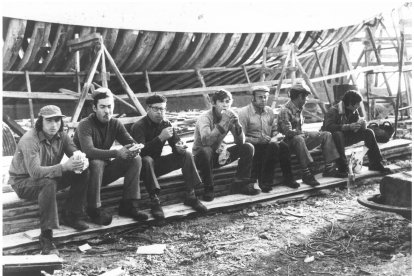 Gracián, el primero por la izquierda a la hora del bocadillo.