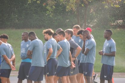 En medio de la charla inicial de Rubi.