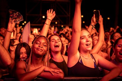 Imagen de algunos asistentes disfrutando de las canciones del catalán.