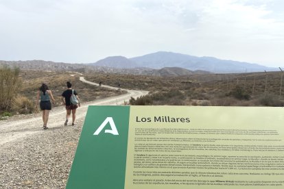 Panel informativo situado en la entrada del yacimiento.