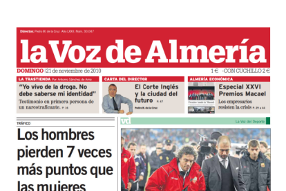Esta era la portada de LA VOZ de Almería,