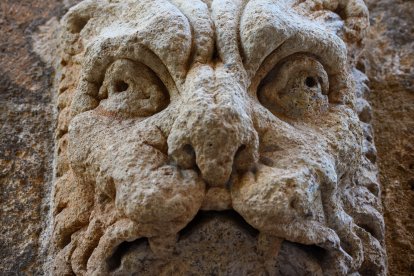 Uno de los leones de la torre de la Catedral de Almería. 