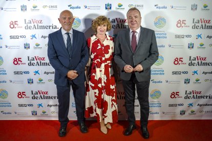 José Manuel Rodríguez, secretario general de Industria; María José Auredo, de la Diputación de Almería; y Pedro M. de la Cruz, director de LA VOZ.