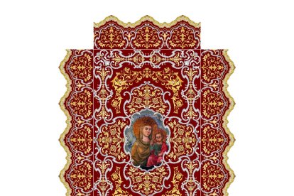 Techo de palio e interior de las bambalinas del palio de la Unidad.