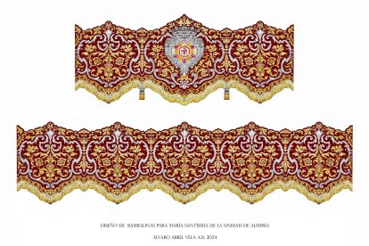 Frontal exterior e interior del palio de la Unidad.