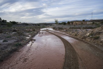 Uno de los caminos de Níjar, lleno de agua.
