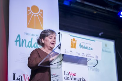 La premiada, Manuela García, durante su discurso en los XIII Premios Andarax.