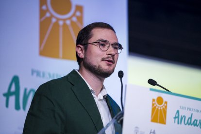 El premiado, Ángel Villegas, durante su discurso en la XIII edición de los Premios Andarax.