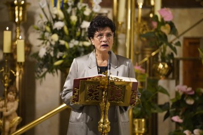 Carmen Navarro, en un momento de la misa de despedida de Vasyl Diakiv.