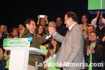 Rajoy da un mitin en el Auditorio de Roquetas de Mar para dar su apoyo a Juanma Moreno. Fotos: Fran Muñoz