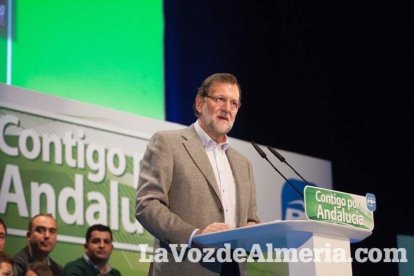 Rajoy da un mitin en el Auditorio de Roquetas de Mar para dar su apoyo a Juanma Moreno. Fotos: Fran Muñoz