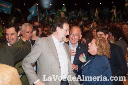 Rajoy da un mitin en el Auditorio de Roquetas de Mar para dar su apoyo a Juanma Moreno. Fotos: Fran Muñoz