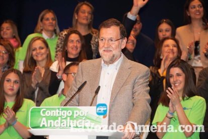 Rajoy da un mitin en el Auditorio de Roquetas de Mar para dar su apoyo a Juanma Moreno. Fotos: Fran Muñoz