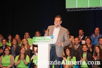 Rajoy da un mitin en el Auditorio de Roquetas de Mar para dar su apoyo a Juanma Moreno. Fotos: Fran Muñoz